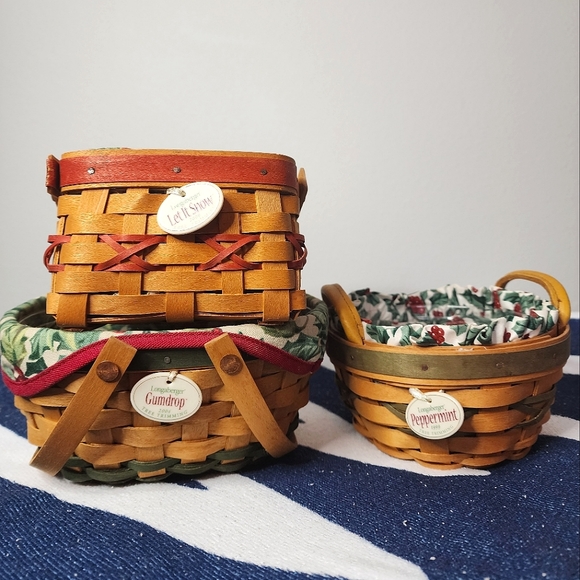 Longaberger Accents Longaberger Vintage Mini Basket Set 3 Pieces Holiday Themed New Poshmark